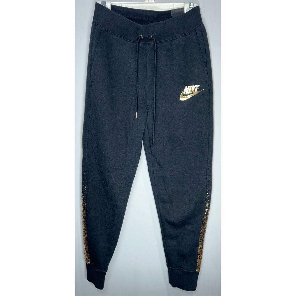 Nike black and gold jogger sweat pants size small